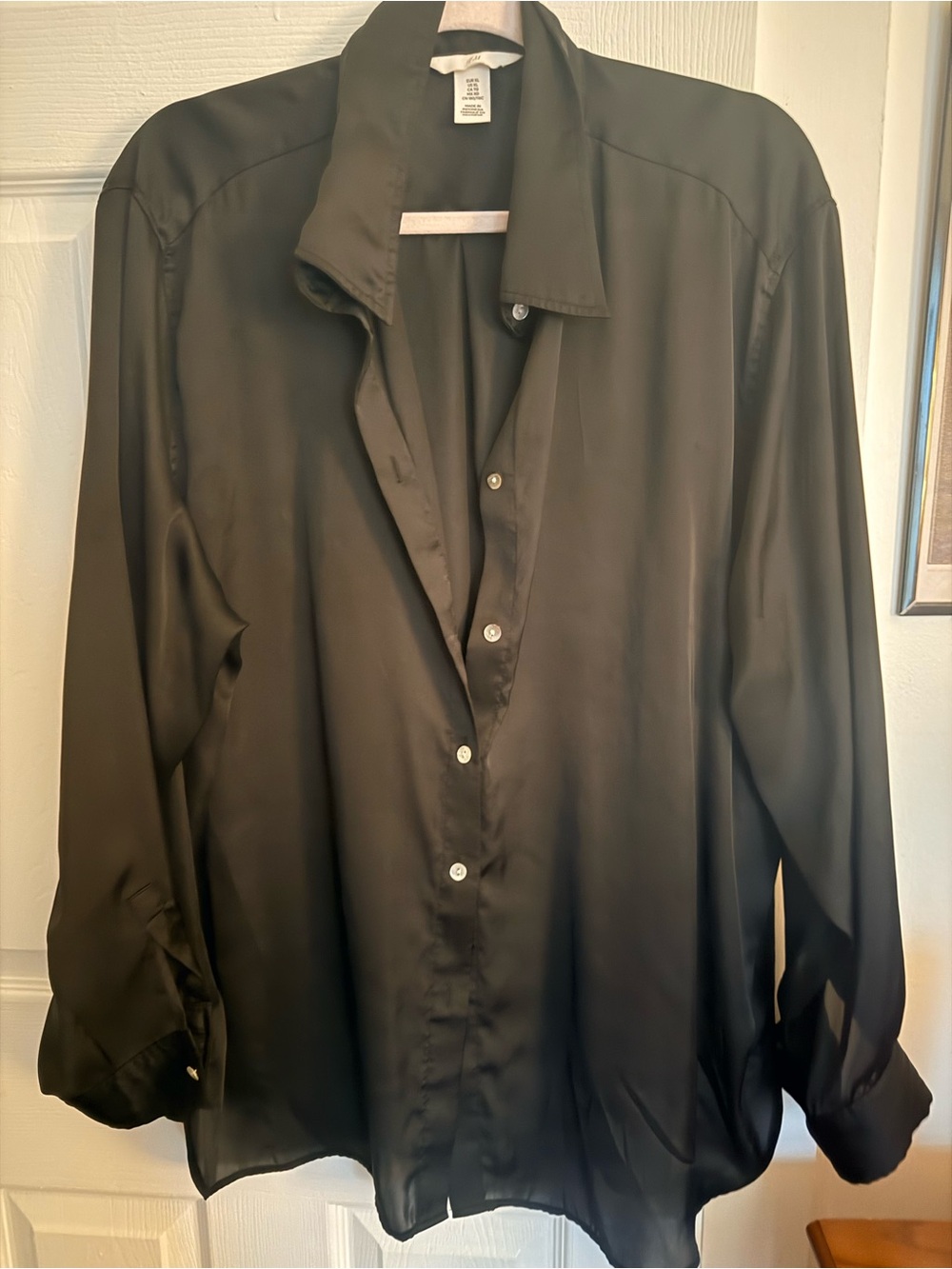 Black Women’s Satin Button-Up Shirt